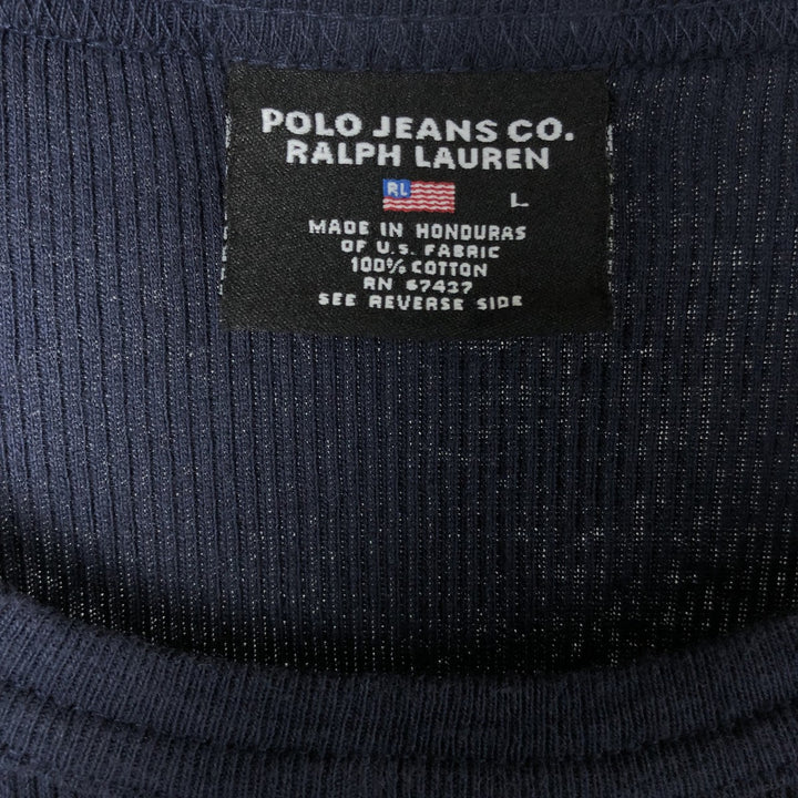 00'S Ralph Lauren POLO JEANS COMPANY short sleeve logo T-shirt men's size L cotton navy blue type Vintage Second Hand