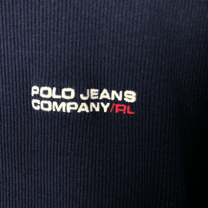 00'S Ralph Lauren POLO JEANS COMPANY short sleeve logo T-shirt men's size L cotton navy blue type Vintage Second Hand