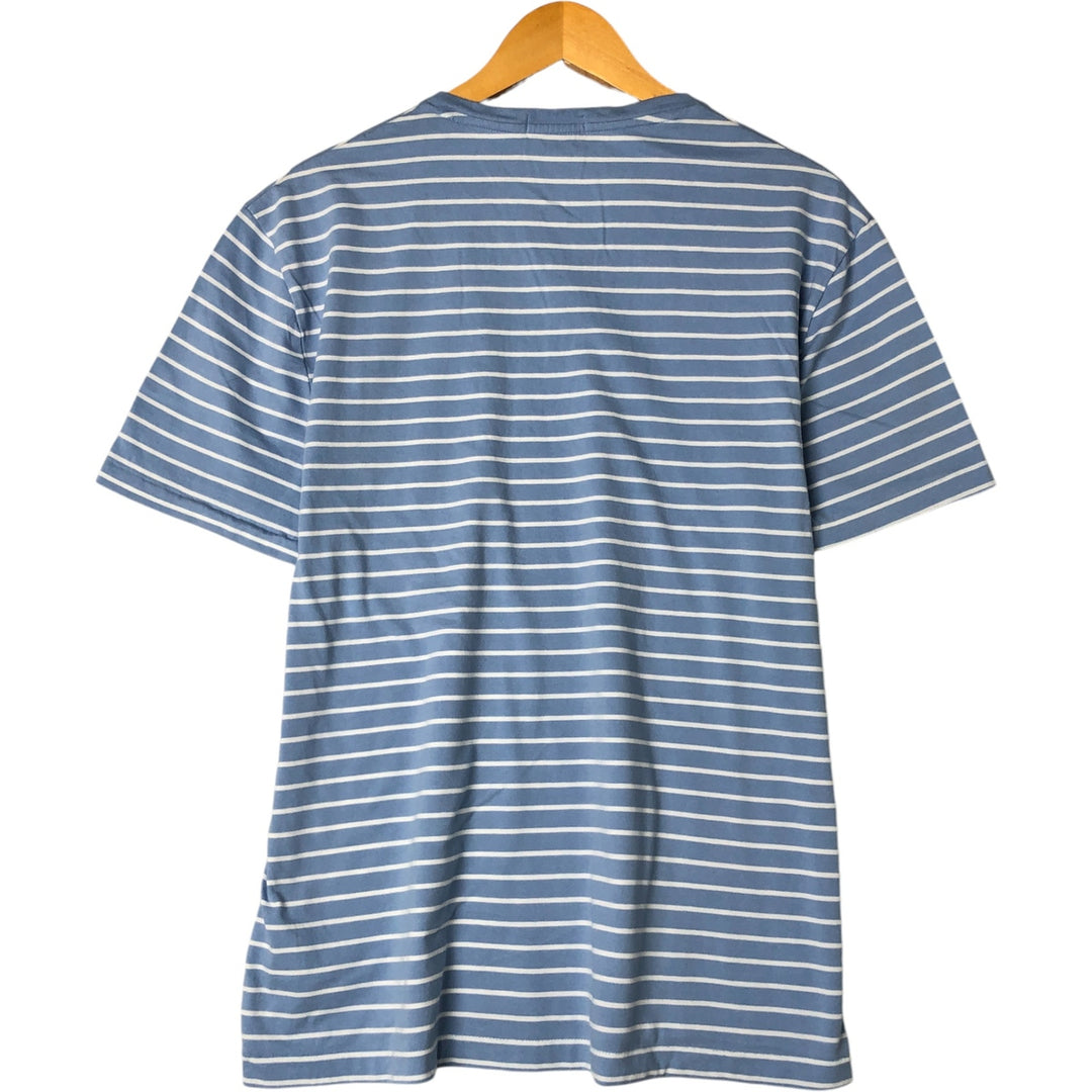 POLO RALPH LAUREN CUSTOM SLIM FIT Border Pattern V-neck One Point Logo Pocket T-shirt Men's L size cotton Blue type light blue Vintage Second Hand
