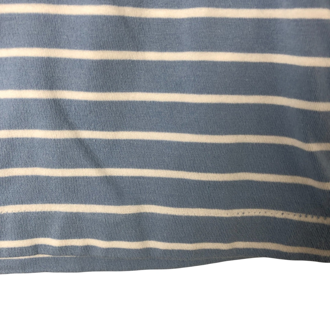 POLO RALPH LAUREN CUSTOM SLIM FIT Border Pattern V-neck One Point Logo Pocket T-shirt Men's L size cotton Blue type light blue Vintage Second Hand