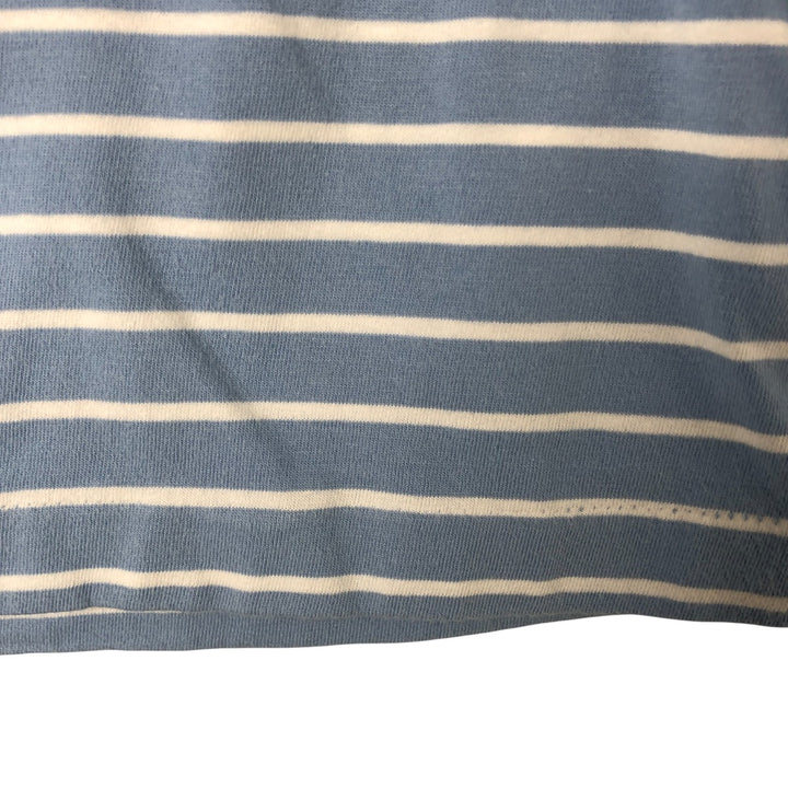 POLO RALPH LAUREN CUSTOM SLIM FIT Border Pattern V-neck One Point Logo Pocket T-shirt Men's L size cotton Blue type light blue Vintage Second Hand