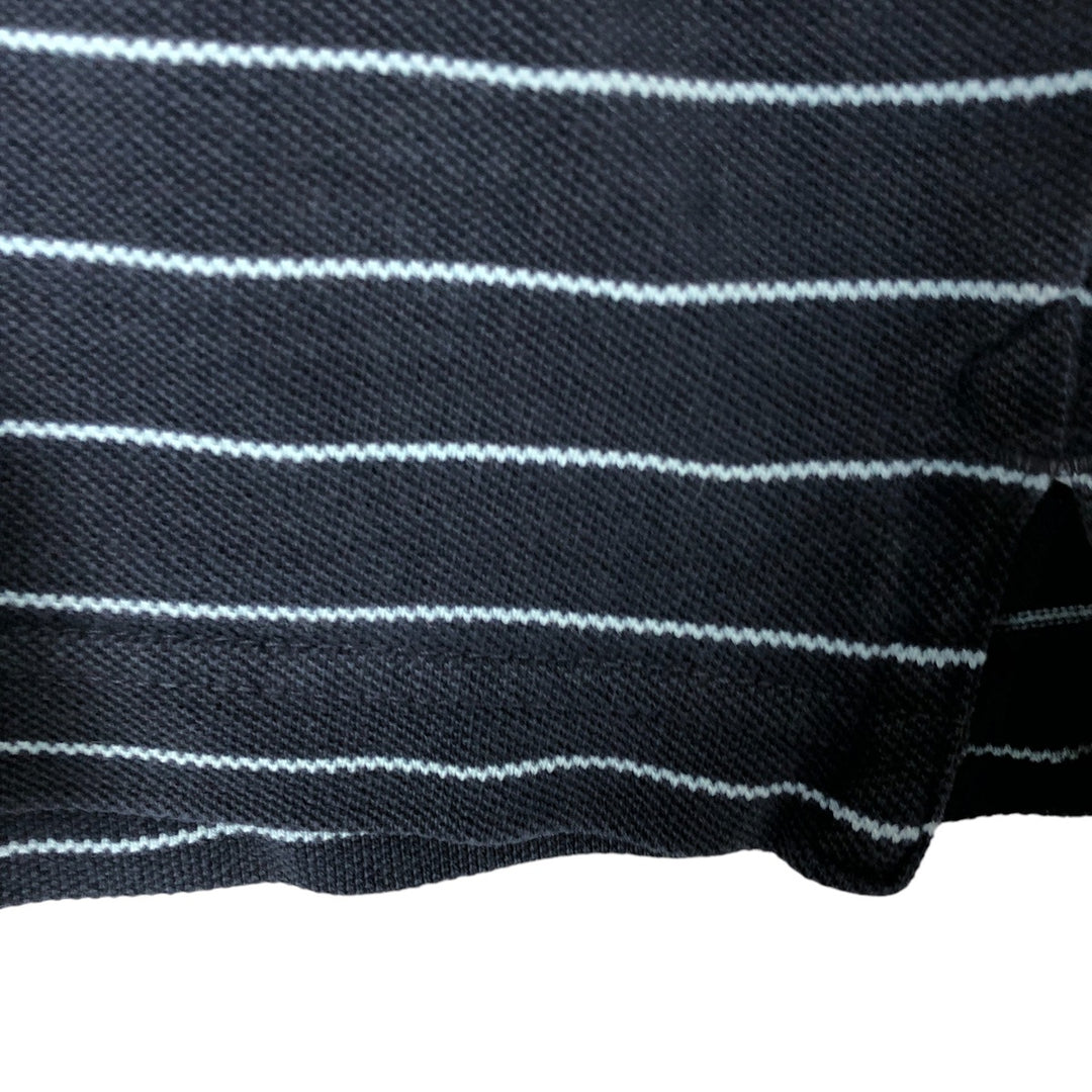 90'S Ralph Lauren CHAPS Border Pattern Pique Short Sleeve V-Neck T-Shirt Men's L Size Vintage cotton navy blue type Vintage Second Hand