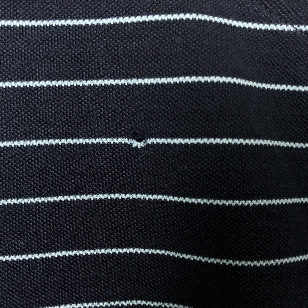 90'S Ralph Lauren CHAPS Border Pattern Pique Short Sleeve V-Neck T-Shirt Men's L Size Vintage cotton navy blue type Vintage Second Hand