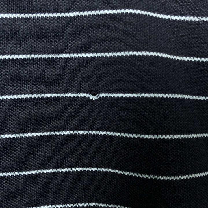 90'S Ralph Lauren CHAPS Border Pattern Pique Short Sleeve V-Neck T-Shirt Men's L Size Vintage cotton navy blue type Vintage Second Hand