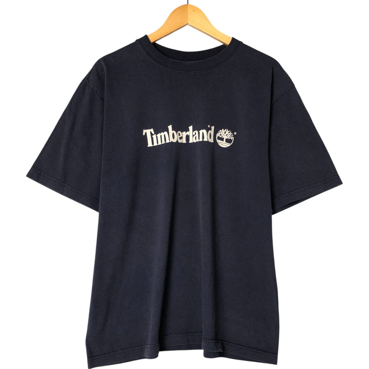 Timberland Short Sleeve Logo T-Shirt, Men's Size L cotton navy blue type Vintage Second Hand