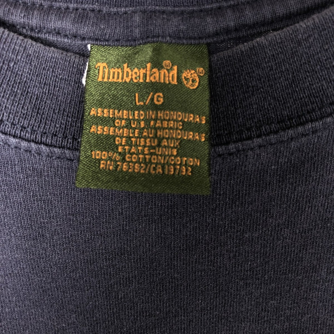 Timberland Short Sleeve Logo T-Shirt, Men's Size L cotton navy blue type Vintage Second Hand