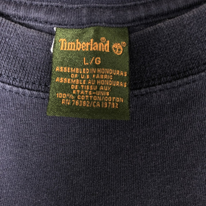 Timberland Short Sleeve Logo T-Shirt, Men's Size L cotton navy blue type Vintage Second Hand