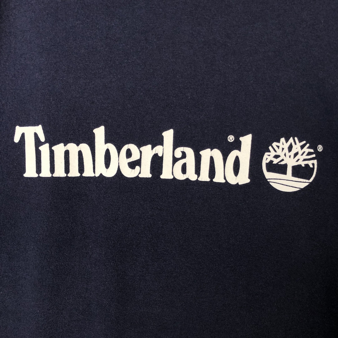Timberland Short Sleeve Logo T-Shirt, Men's Size L cotton navy blue type Vintage Second Hand
