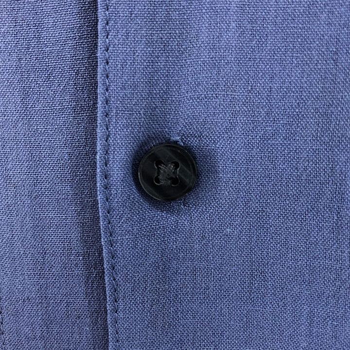 AXIST Two-tone open collar short sleeve silk shirt, box shirt, men's size L silk navy blue type Vintage Second Hand
