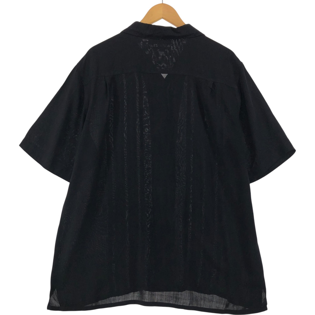 AXIST Short Sleeve Silk Shirt, Men's XL Size, Open Collar, Box Shirt, Two Tone silk black type Vintage Second Hand