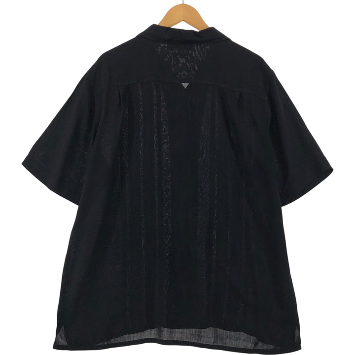 AXIST Short Sleeve Silk Shirt, Men's XL Size, Open Collar, Box Shirt, Two Tone silk black type Vintage Second Hand