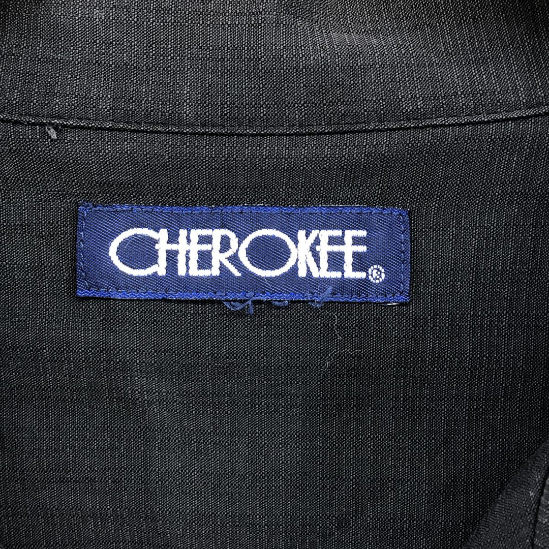 CHEROKEE Two-tone open collar short sleeve box shirt, men's XL size unclear gray type Vintage Second Hand
