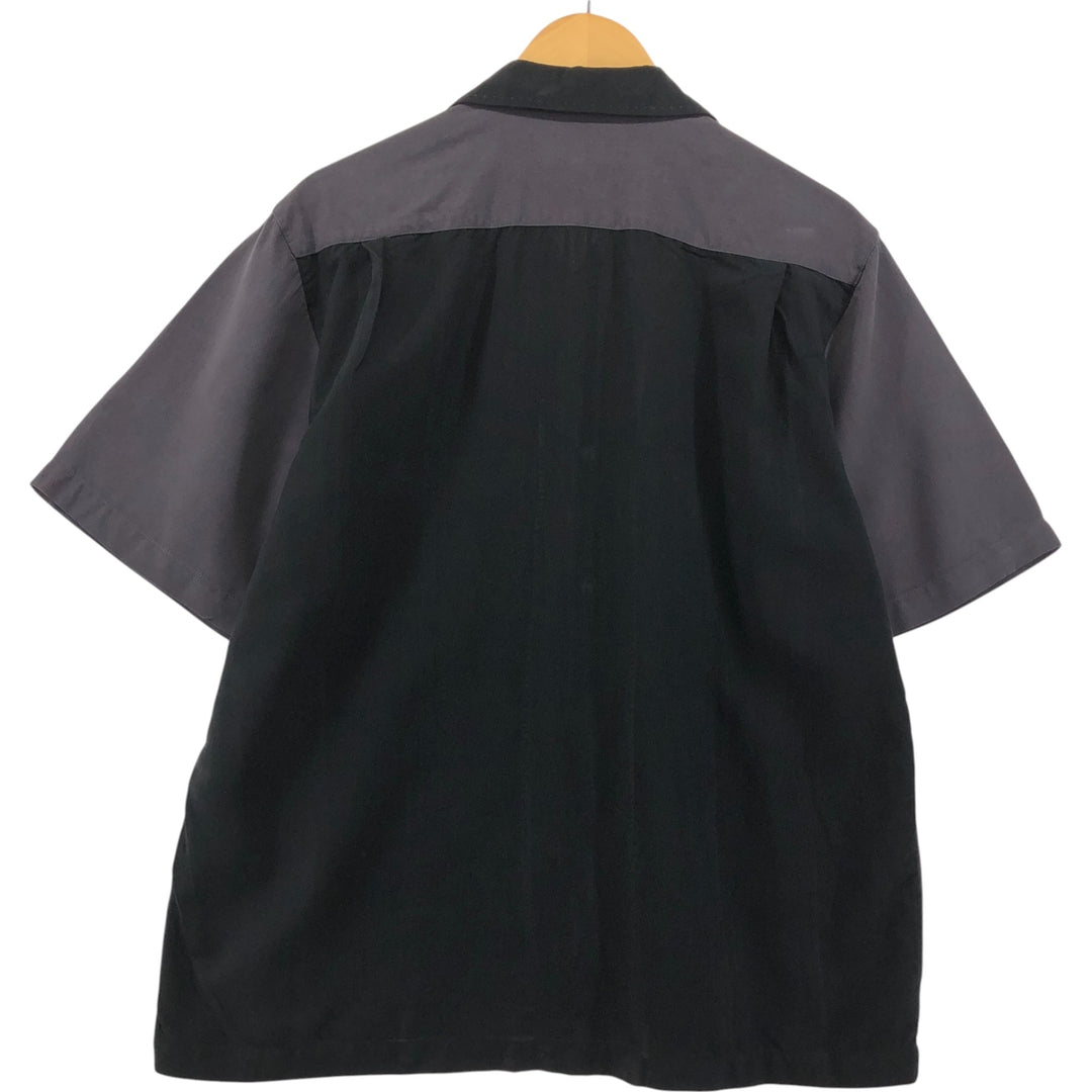 Nat Nast open collar two-tone short sleeve silk shirt box shirt men's M size silk navy blue type Vintage Second Hand