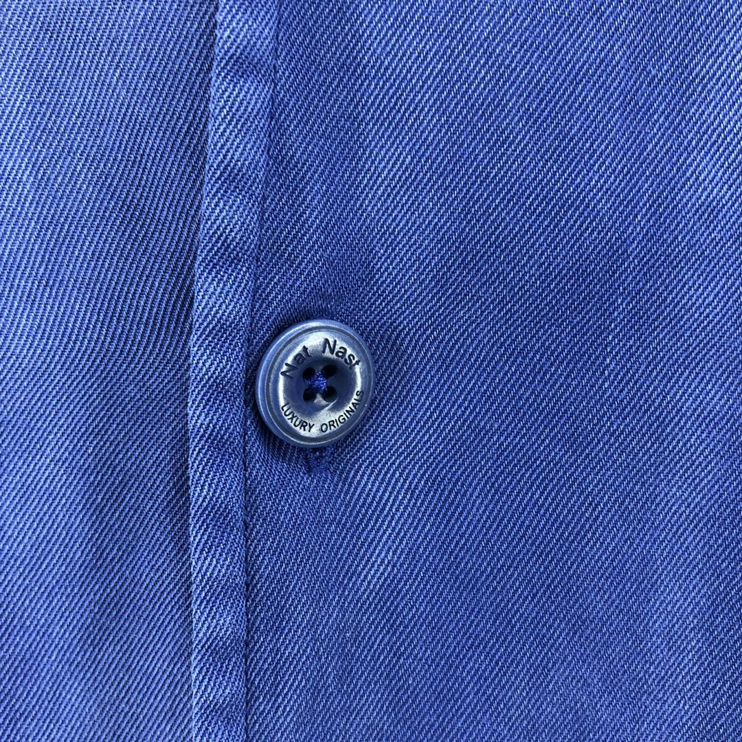 90'S Nat Nast short sleeve open collar silk shirt, box shirt, men's size M, vintage silk blue type Vintage Second Hand