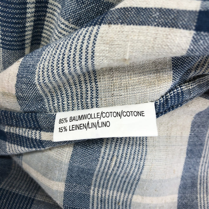 THE LOST CITY Check Pattern Short Sleeve Linen Shirt Box Shirt Men's XL Size cotton blue type Vintage Second Hand