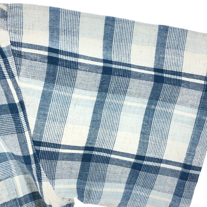 THE LOST CITY Check Pattern Short Sleeve Linen Shirt Box Shirt Men's XL Size cotton blue type Vintage Second Hand