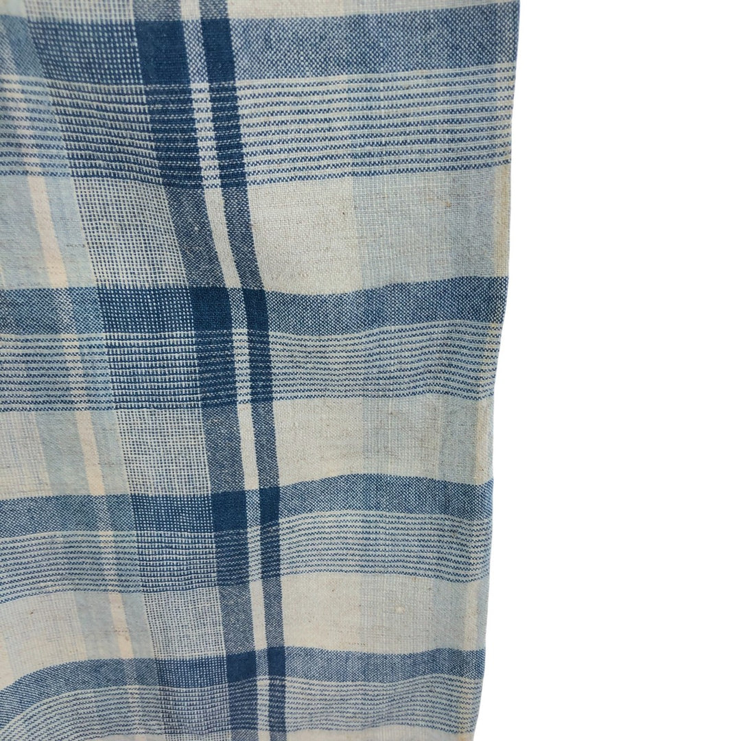 THE LOST CITY Check Pattern Short Sleeve Linen Shirt Box Shirt Men's XL Size cotton blue type Vintage Second Hand