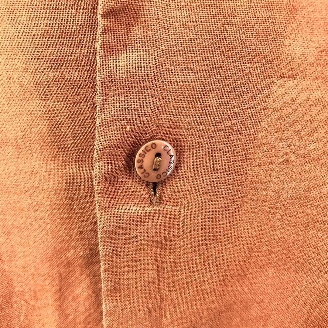 CLASSICO Open Collar Short Sleeve Linen Shirt Box Shirt Men's L Size linen red type reddish brown Vintage Second Hand