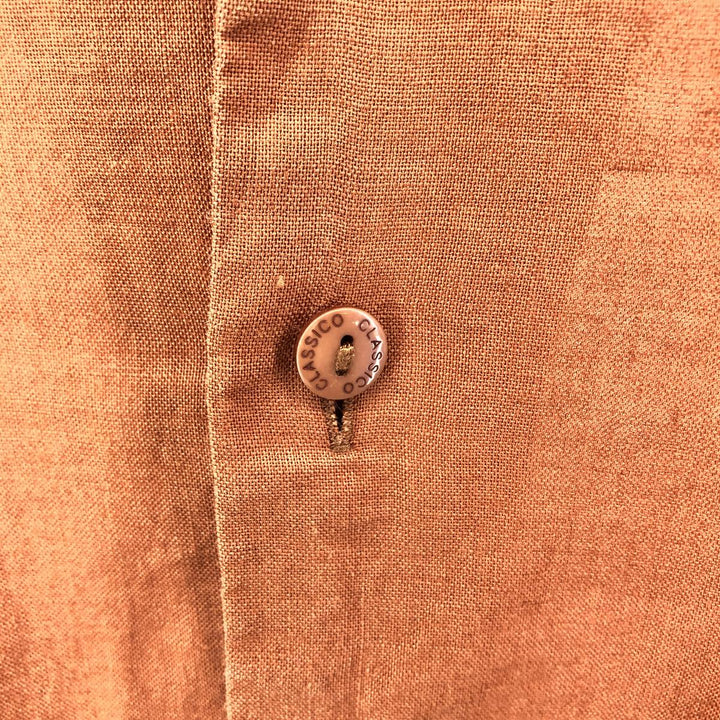 CLASSICO Open Collar Short Sleeve Linen Shirt Box Shirt Men's L Size linen red type reddish brown Vintage Second Hand