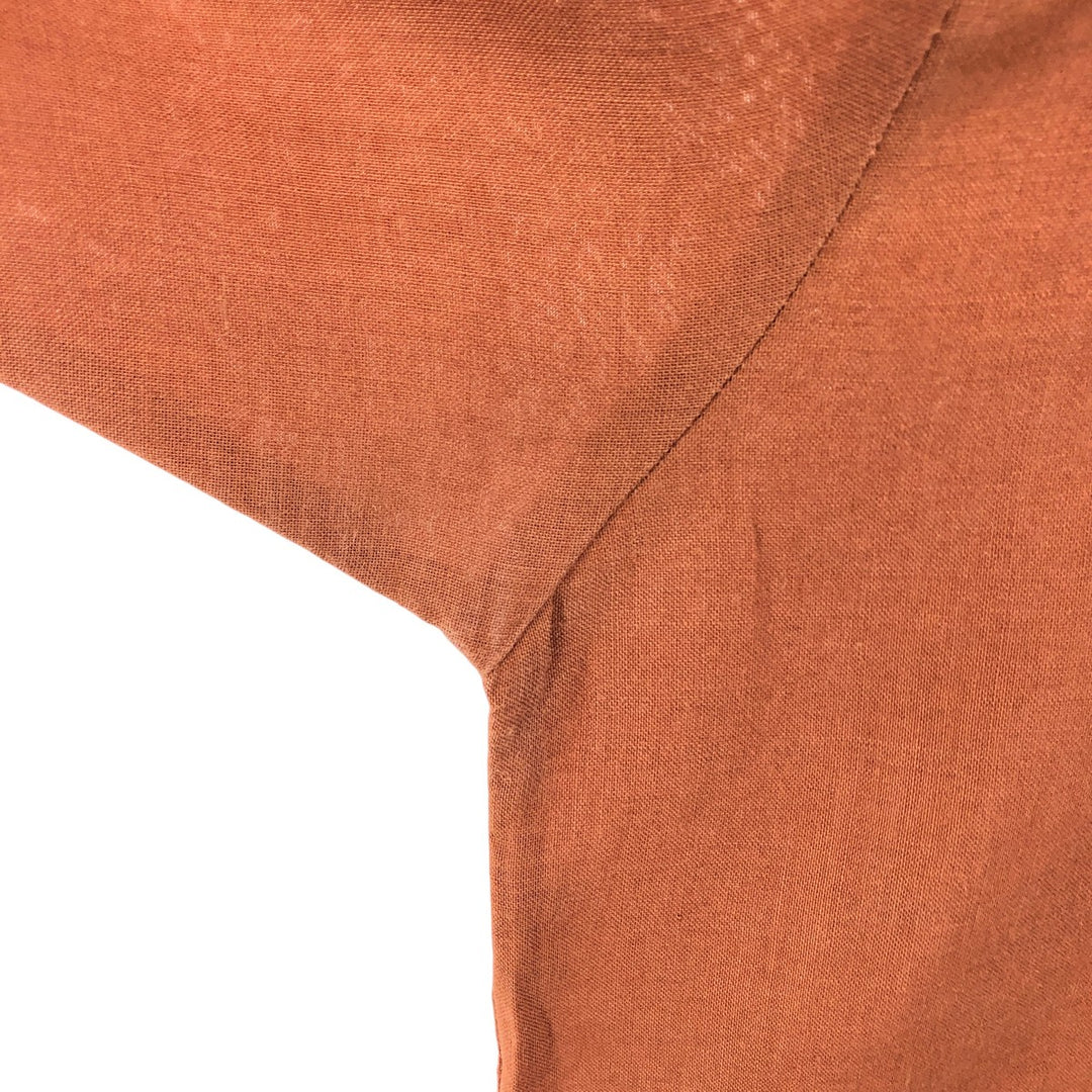 CLASSICO Open Collar Short Sleeve Linen Shirt Box Shirt Men's L Size linen red type reddish brown Vintage Second Hand