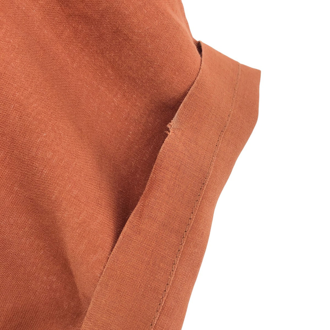 CLASSICO Open Collar Short Sleeve Linen Shirt Box Shirt Men's L Size linen red type reddish brown Vintage Second Hand