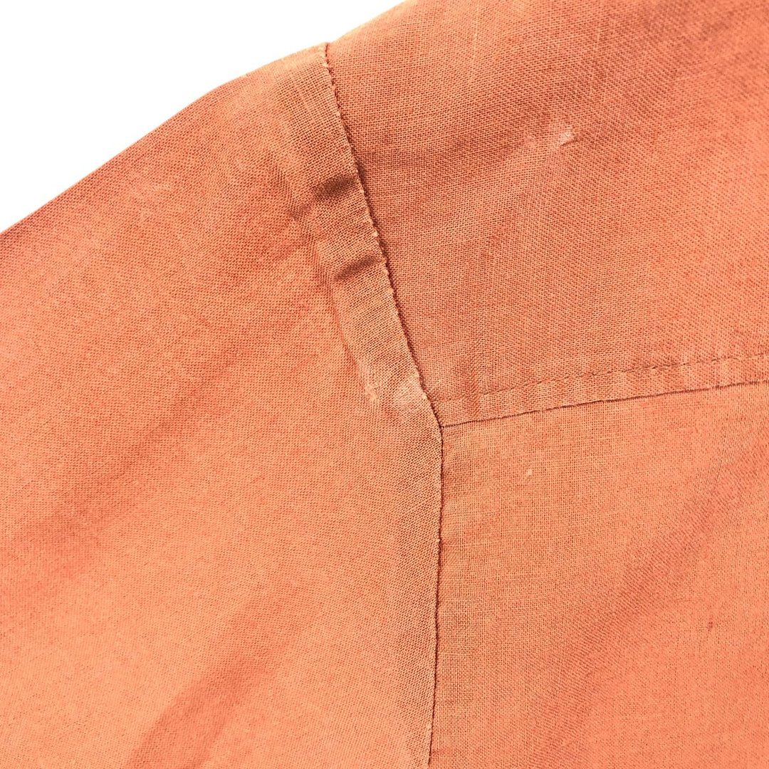 CLASSICO Open Collar Short Sleeve Linen Shirt Box Shirt Men's L Size linen red type reddish brown Vintage Second Hand