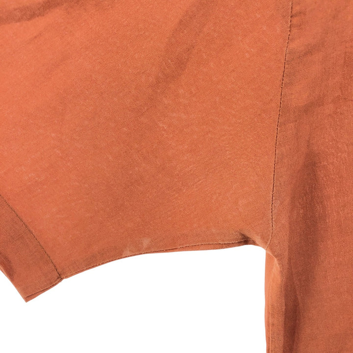 CLASSICO Open Collar Short Sleeve Linen Shirt Box Shirt Men's L Size linen red type reddish brown Vintage Second Hand