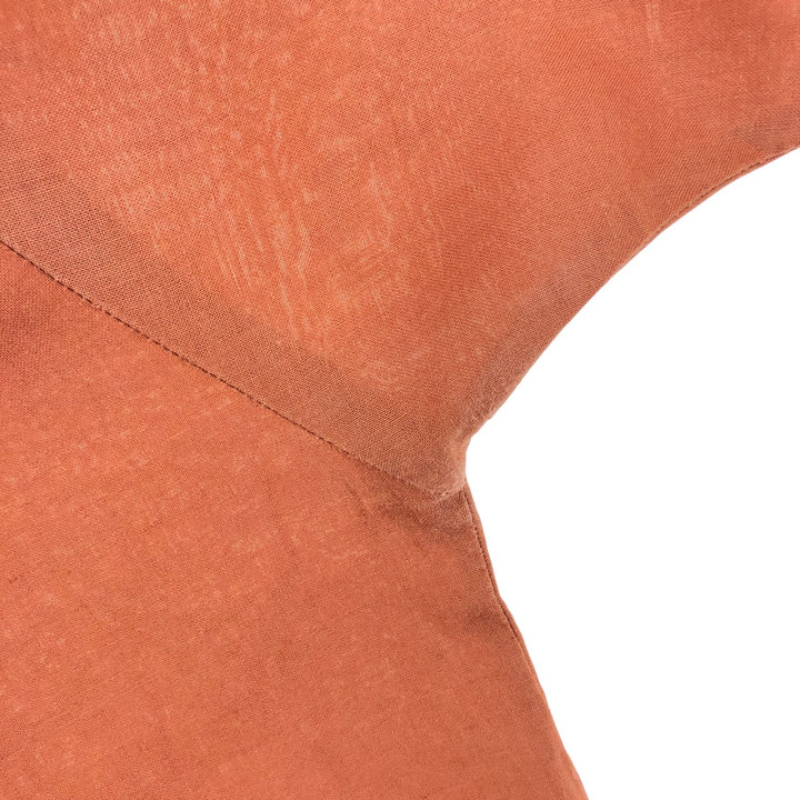 CLASSICO Open Collar Short Sleeve Linen Shirt Box Shirt Men's L Size linen red type reddish brown Vintage Second Hand