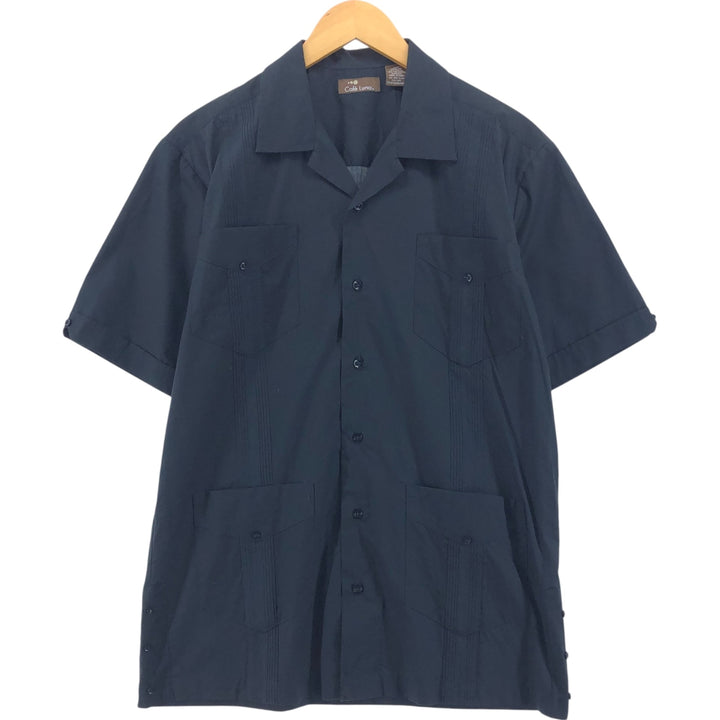 Cafe Luna Short Sleeve Open Collar Mexican Shirt Cuban Shirt Box Shirt Men's M Size cotton black type Vintage Second Hand