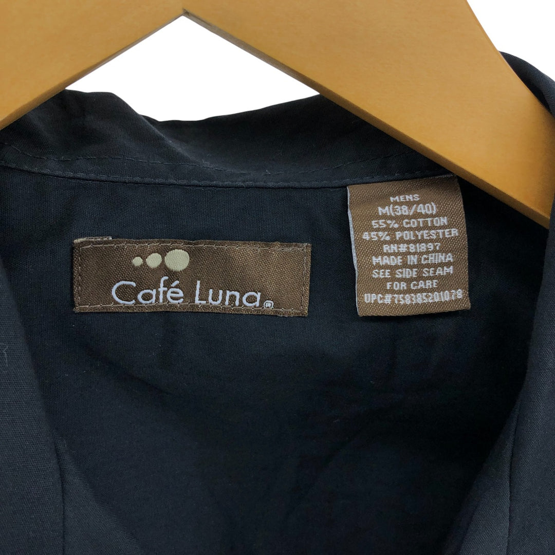 Cafe Luna Short Sleeve Open Collar Mexican Shirt Cuban Shirt Box Shirt Men's M Size cotton black type Vintage Second Hand