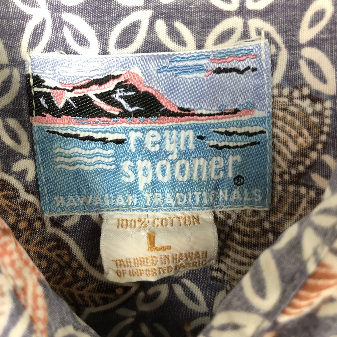 80s-90'S Reyn Spooner Diamond Head Tag Floral Hawaiian Aloha Shirt Made in Hawaii Men's L Size Vintage cotton navy blue type Vintage Second Hand