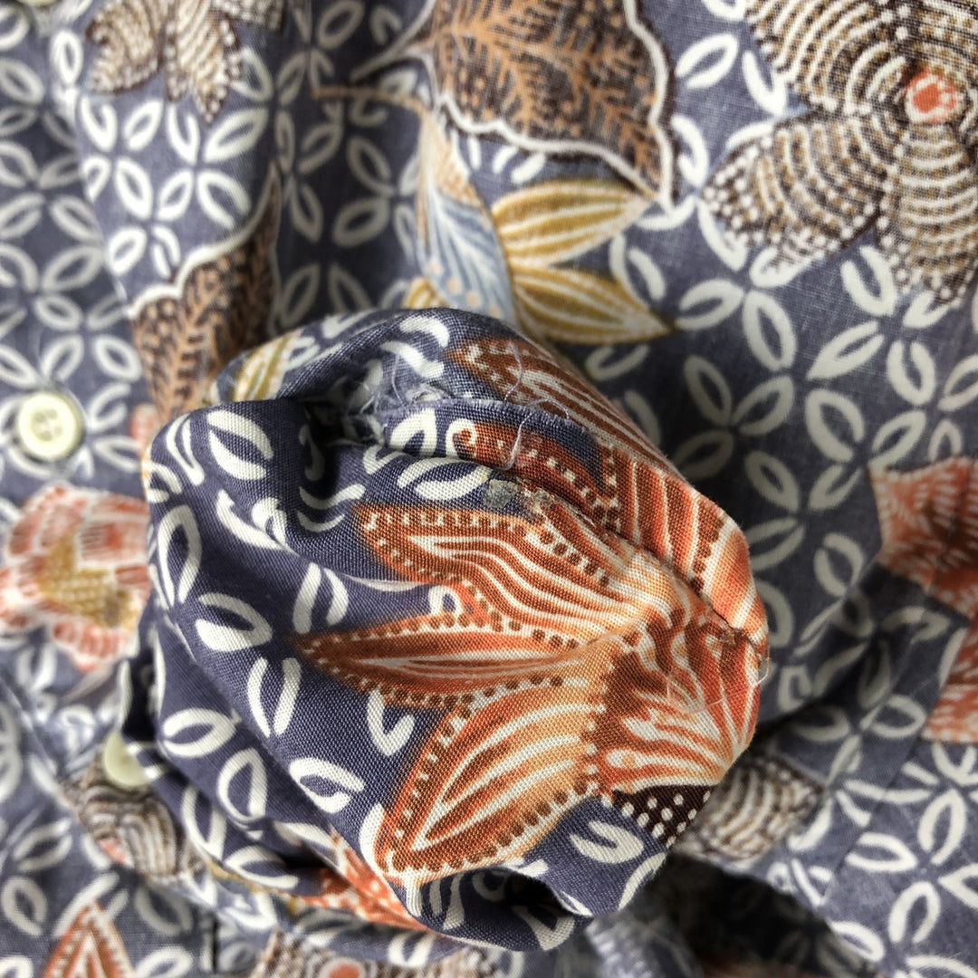 80s-90'S Reyn Spooner Diamond Head Tag Floral Hawaiian Aloha Shirt Made in Hawaii Men's L Size Vintage cotton navy blue type Vintage Second Hand