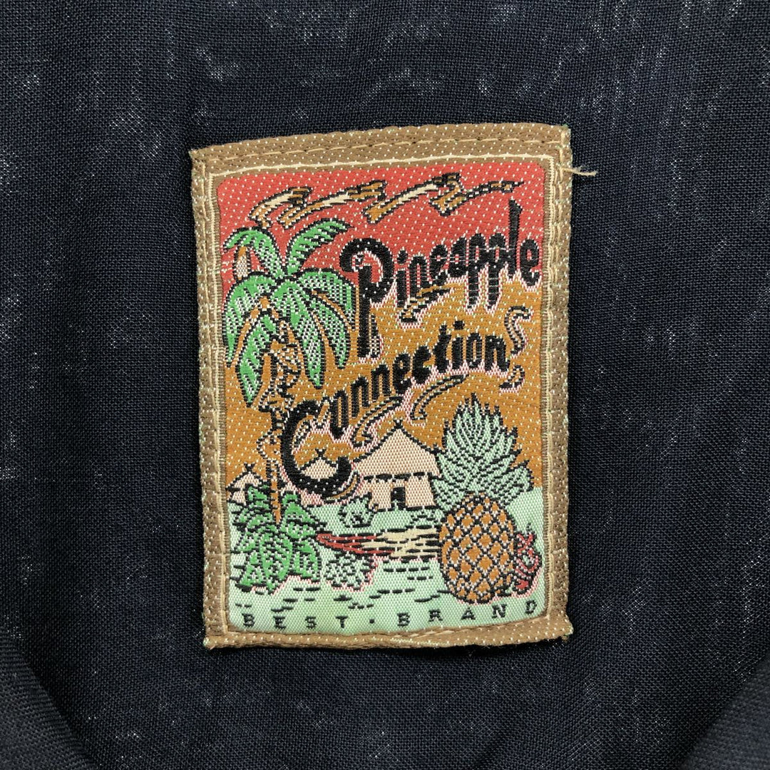 90'S PINEAPPLE CONNECTION short sleeve open collar rayon shirt box shirt men's XXL vintage Rayon black type Vintage Second Hand