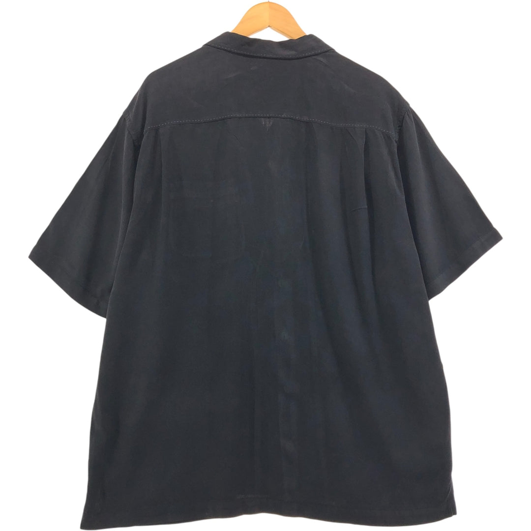 Tommy Bahama short sleeve open collar silk shirt, box shirt, men's XL size silk black type Vintage Second Hand