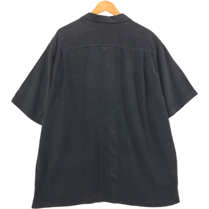 Tommy Bahama short sleeve open collar silk shirt, box shirt, men's XL size silk black type Vintage Second Hand