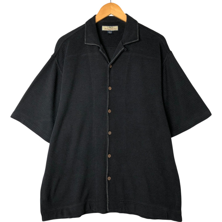 Tommy Bahama short sleeve open collar silk shirt, box shirt, men's M size silk black type Vintage Second Hand