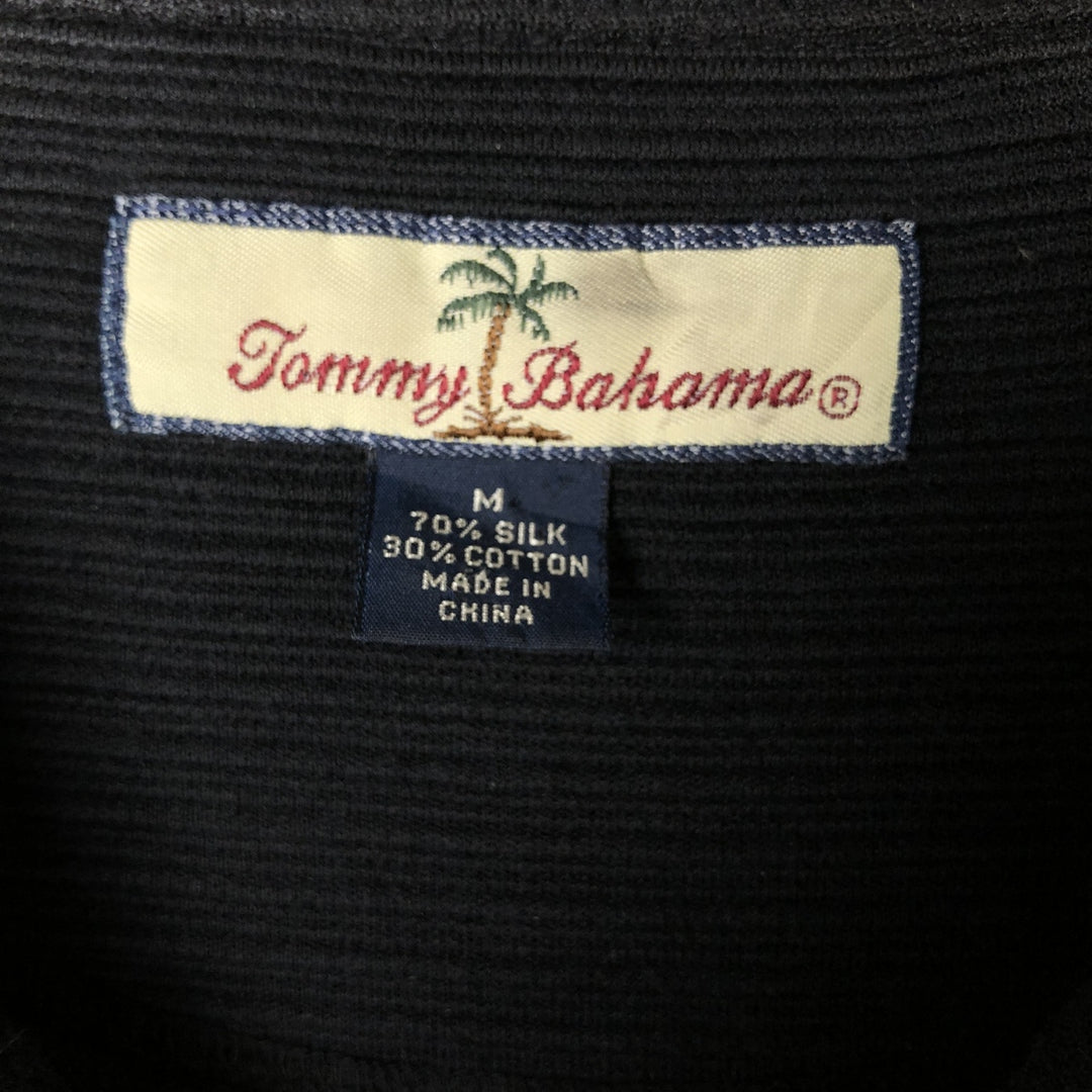 Tommy Bahama short sleeve open collar silk shirt, box shirt, men's M size silk black type Vintage Second Hand