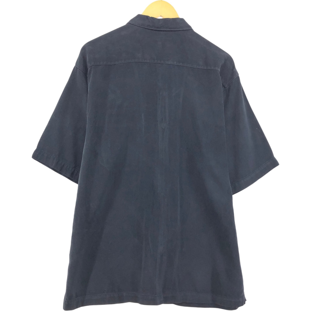 Tommy Bahama short sleeve open collar silk shirt, box shirt, men's M size silk black type Vintage Second Hand