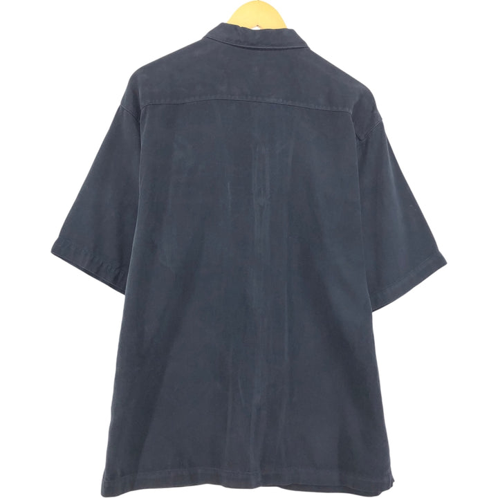 Tommy Bahama short sleeve open collar silk shirt, box shirt, men's M size silk black type Vintage Second Hand
