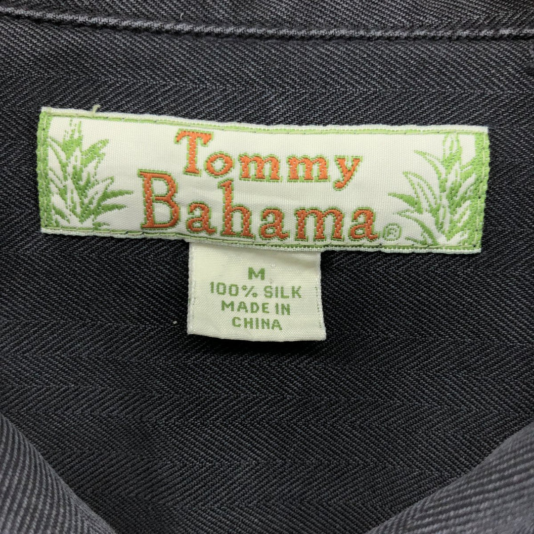 Tommy Bahama short sleeve open collar silk shirt, box shirt, men's M size silk black type Vintage Second Hand