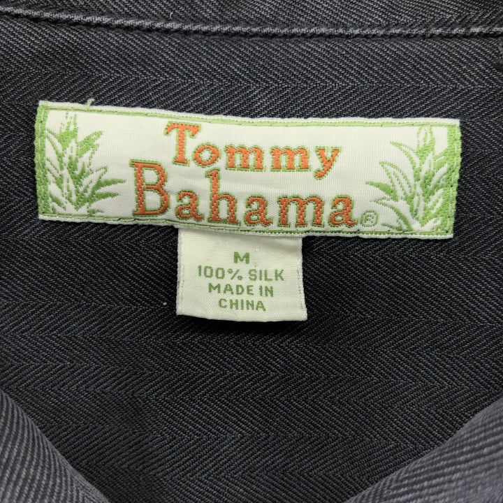 Tommy Bahama short sleeve open collar silk shirt, box shirt, men's M size silk black type Vintage Second Hand