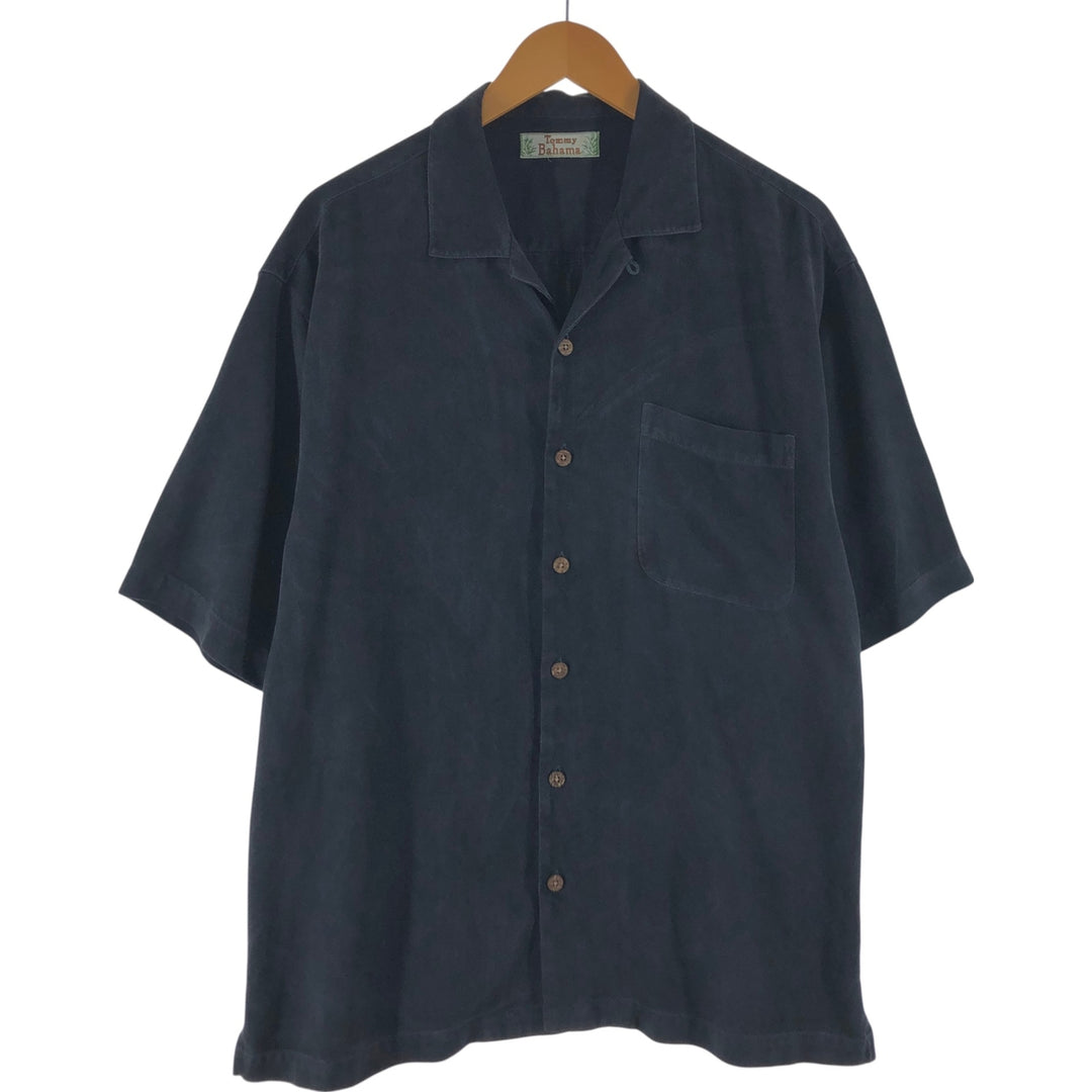 Tommy Bahama short sleeve open collar shirt, box shirt, men's size L unclear black type Vintage Second Hand