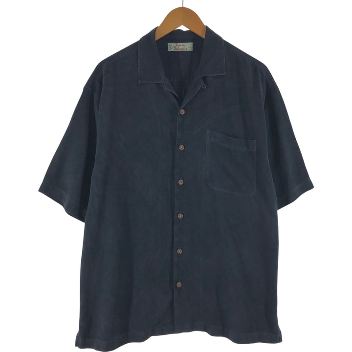 Tommy Bahama short sleeve open collar shirt, box shirt, men's size L unclear black type Vintage Second Hand