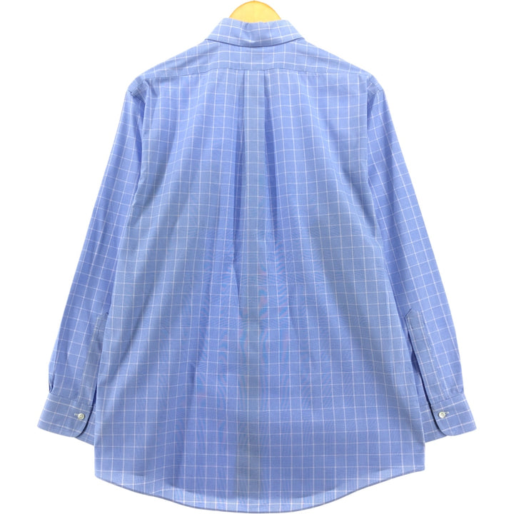 Brooks Brothers Est.1818 REGENT Long Sleeve Button-Down Check Shirt, Men's Size L Supima Cotton Blue type light blue Vintage Second Hand