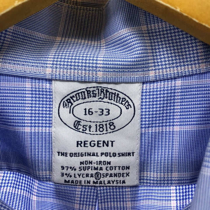 Brooks Brothers Est.1818 REGENT Long Sleeve Button-Down Check Shirt, Men's Size L Supima Cotton Blue type light blue Vintage Second Hand