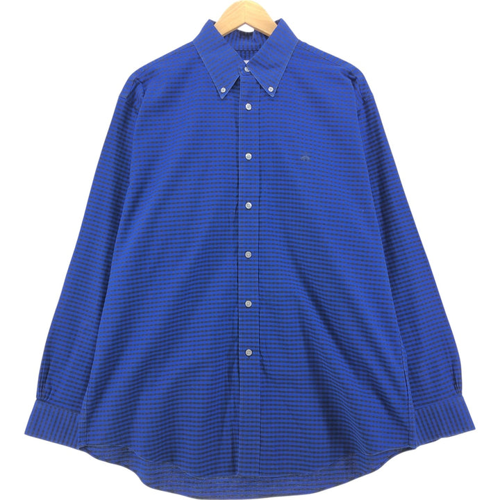 Brooks Brothers Madison long sleeve button-down check shirt, men's size L cotton blue type Vintage Second Hand