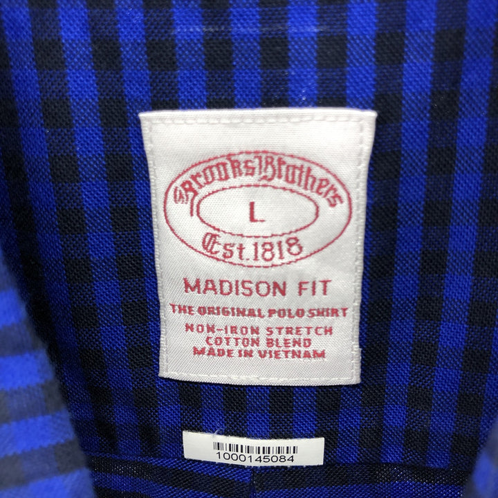 Brooks Brothers Madison long sleeve button-down check shirt, men's size L cotton blue type Vintage Second Hand