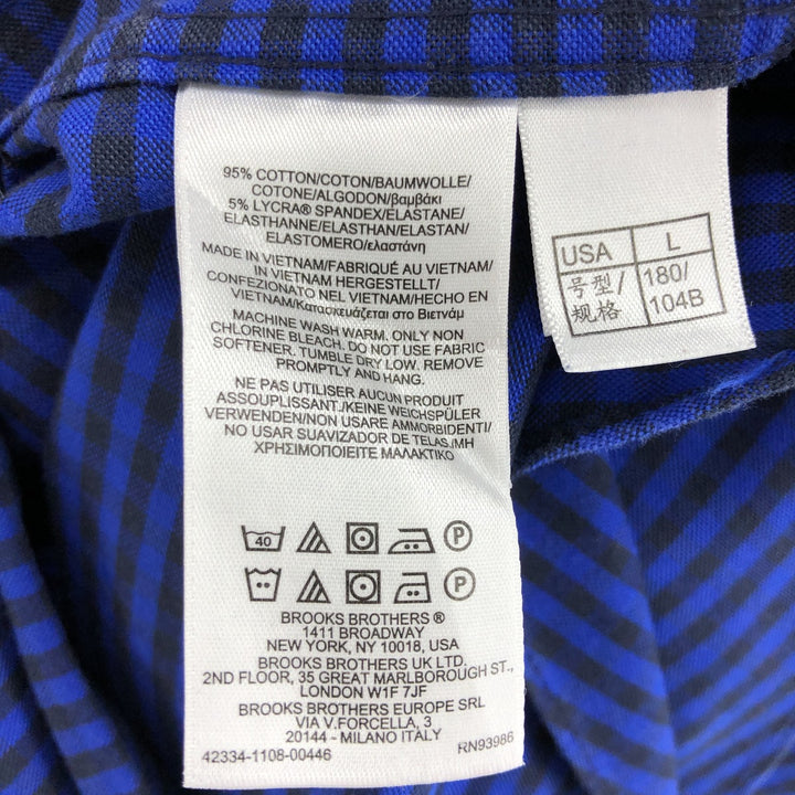 Brooks Brothers Madison long sleeve button-down check shirt, men's size L cotton blue type Vintage Second Hand