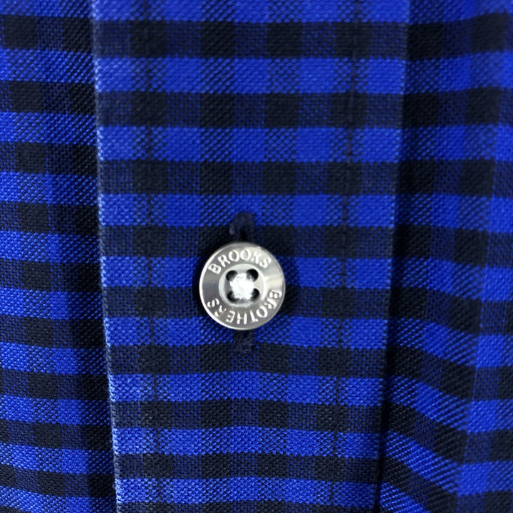 Brooks Brothers Madison long sleeve button-down check shirt, men's size L cotton blue type Vintage Second Hand