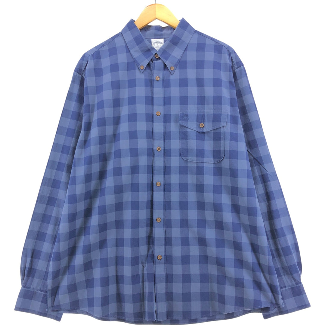 Brooks Brothers 1818 REGENT FIT Long Sleeve Button-Down Check Shirt Men's XL cotton navy blue type Vintage Second Hand